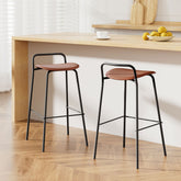 2x Artiss Bar Stools Kitchen Counter Stools Metal Brown Chez Guru